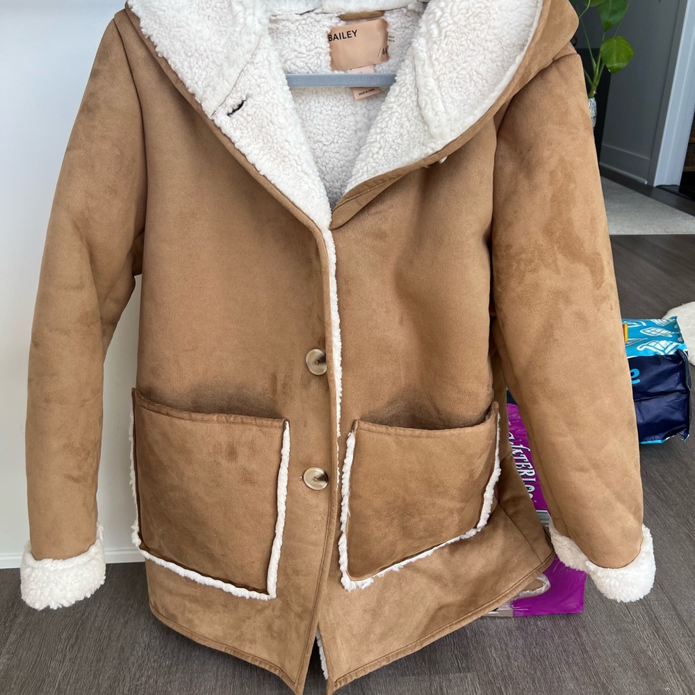 Tan Sherpa-Lined Women's Puffer Coat